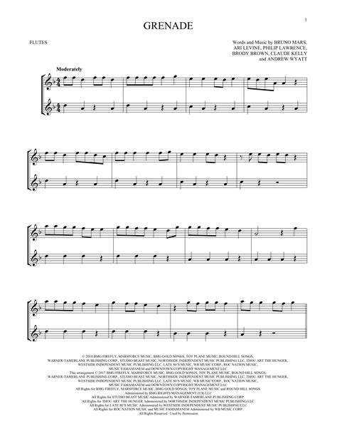 Bruno Mars "Grenade" Sheet Music Notes | Download Printable PDF Score ...