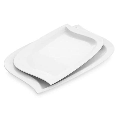 MALACASA Elvira Rectangular 13 25 11 White Porcelain Serving Plate