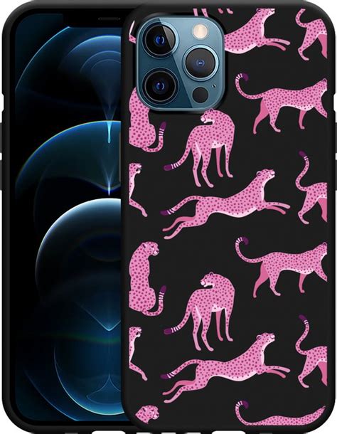 IPhone 12 Pro Max Hoesje Zwart Roze Cheeta S Designed By Cazy Bol