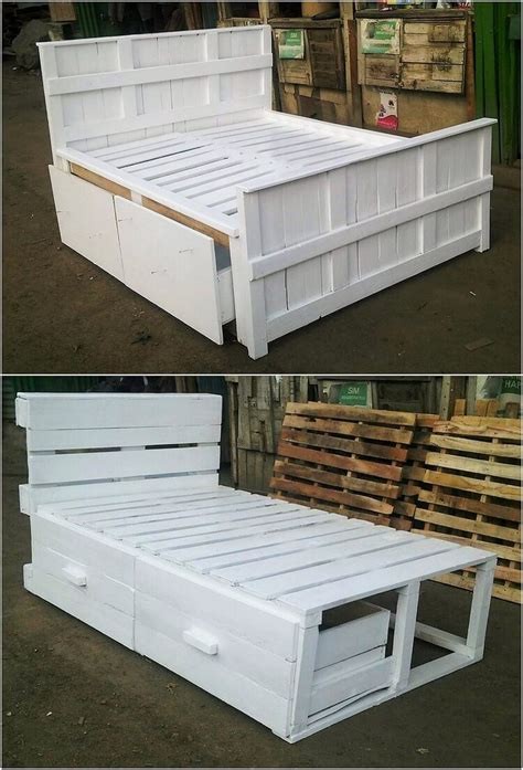 Pallet Bed With Storage Drawers Diy Pallet Ideas