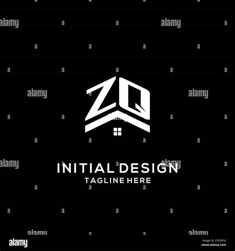 Initial ZQ Logo With Abstract Home Roof Simple And Clean Real Estate