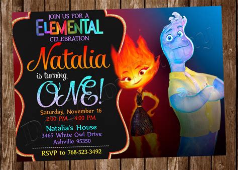 Elemental Invitation Elemental Birthday Elemental Party Elemental