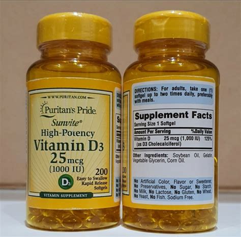 Puritans Puritan Puritans Pride Vitamin D3 Vit D3 Vitamin D Vit D