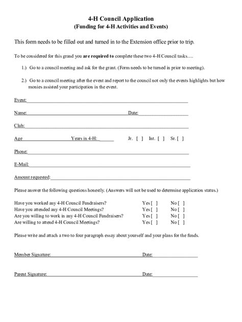 Fillable Online Tra Extension Colostate 4 H Council Application Fax