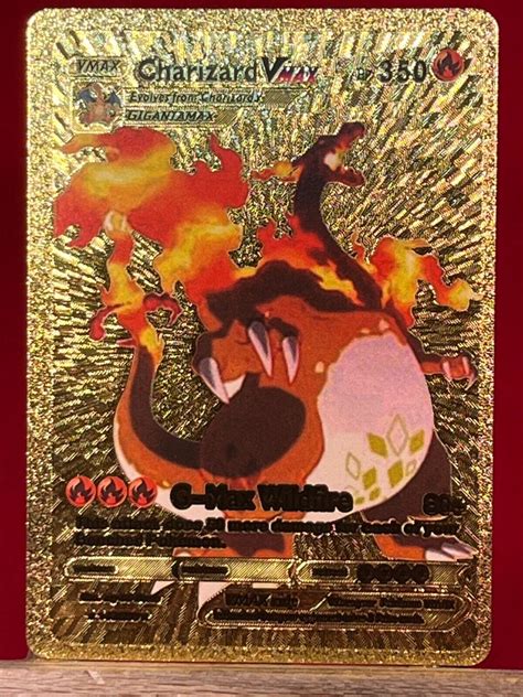 Mavin Pokemon Tcg Charizard Vmax Hp350 Gold Foil Fan Art Card G Max