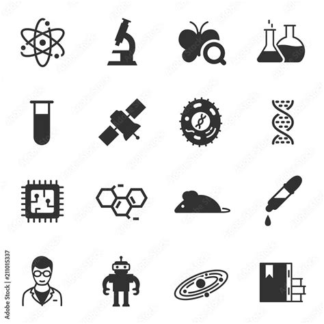 Science, monochrome icons set. simple symbols collection Stock Vector ...