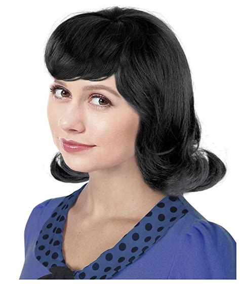 60s Black Flip Jackie Costume Wig 50s Wig For Women Lucy