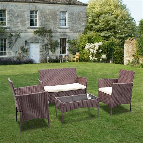 Brown 4 Piece Rattan Garden Furniture Set Rattrix Store