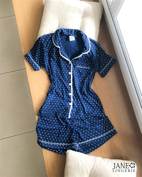 Pijama Americano Curto Botão Meia Manga Short Doll Aberto Poá JANE