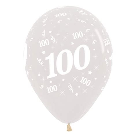 100th Birthday Crystal Clear Teardrop Latex Balloons 30cm 25 Pk