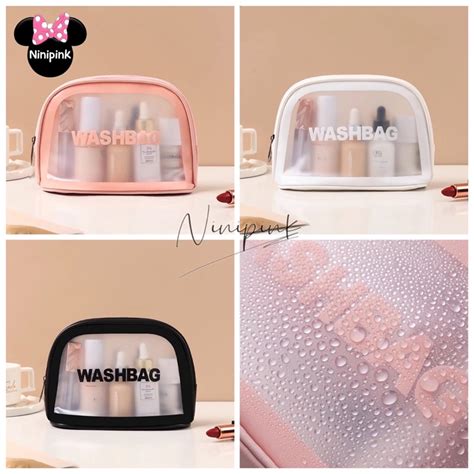 Semicírculo Bolsa Necessarie Transparente WashBag Impermeável Shopee