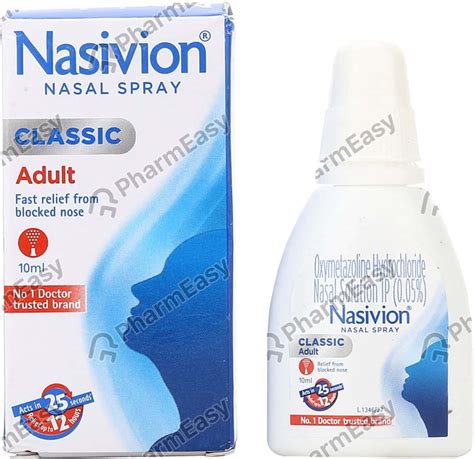 Nasivion Classic 0 05 Nasal Spray 10 Uses Side Effects Price