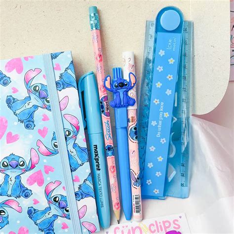 Kit Presente Stitch 9 Itens Caixinha Maria Divertida Papelaria