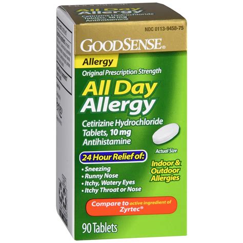 Goodsense® All Day Allergy Cetirizine 10mg 24 Hour Tablets 90 Ct Bottle