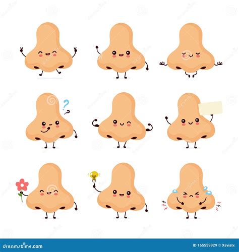 Cute Smiling Happy Human Nose Cartoon Vector