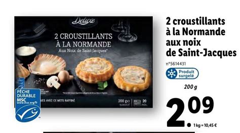 Promo 2 croustillants à la normande aux noix de saint jacques chez Lidl