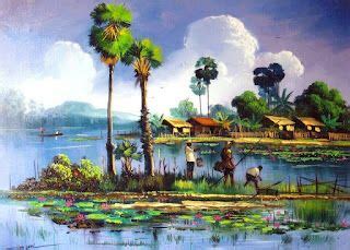 Khmer Paintings Countryside Drawing Scenery Landscape Drawings