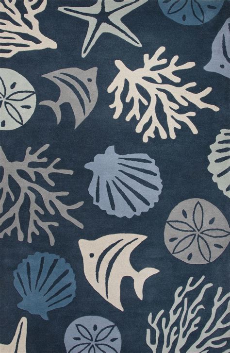 Sea Creatures Hand Tufted Blue Area Rug