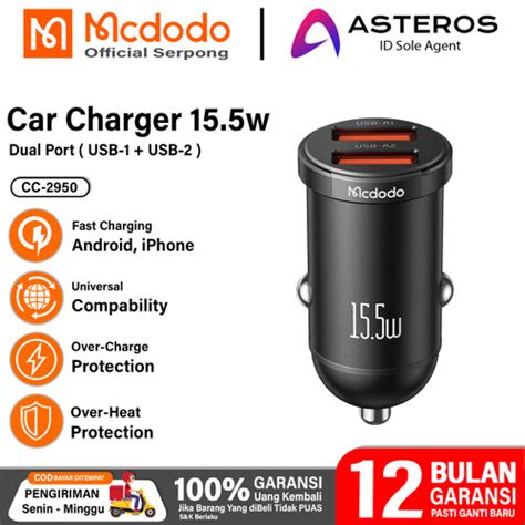 Jual Mcdodo Car Charger Mobil 2 Port Usb Quick Charge 15w Cc 2950 Kab Tangerang Mcdodo