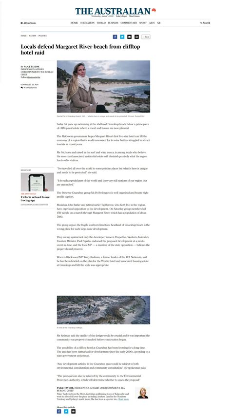 Locals defend Margaret River beach from clifftop hotel raid - Preserve