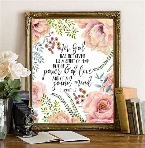 Timothy Bible Verse Wall Art With Floral Pink And Etsy Bible