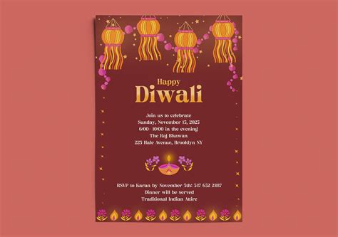 Custom Diwali Party Invitation Card Diwali Flyer Diwali Etsy