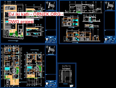 Evi Iki Katl Dwg Projesi Autocad Projeler