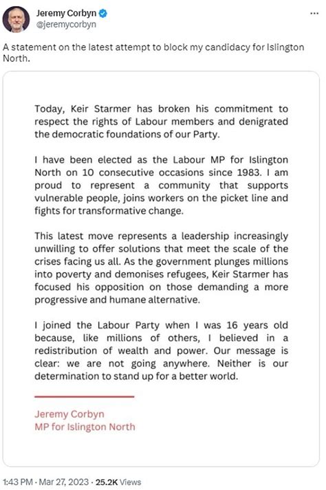 Keir Starmer Moves To Officially Block Jeremy Corbyn From Standing As Labour Mp Daily Mail Online