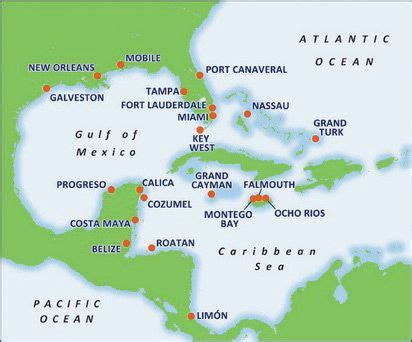 Map Of Western Caribbean Islands - Cities And Towns Map