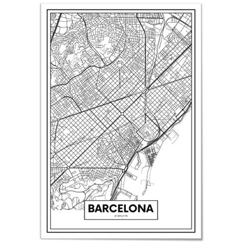 Panorama Cuadro De Aluminio Mapa De Barcelona 35x50 Cm Con Ofertas En