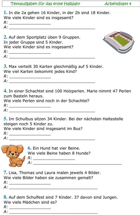 Bungsblatt Zu Textaufgaben Mathe Klasse