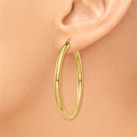 Buy 14k Solid Gold 3 Mm Polished Round Hoop Earrings Apmex