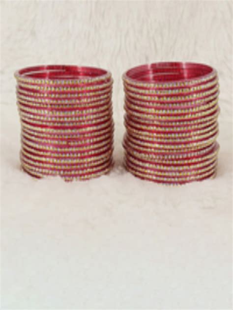 Buy Nmii Set Of Polka Dots Glitter Glass Bangles Bangle For