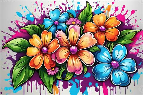 Flower Graffiti Wallpaper, Graffiti Background, Floral Graffiti Pattern ...