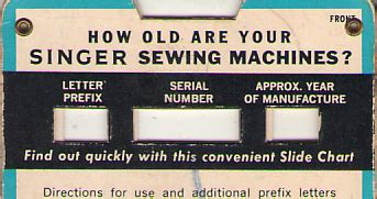 Singer Sewing Machine Company Serial Numbers