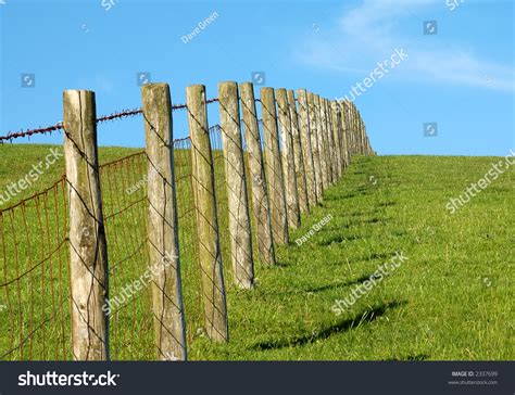 Post And Wire Fence On A Grassy Hill Stock Photo 2337699 : Shutterstock