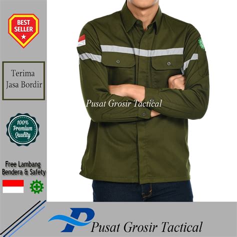 Jual Baju Kemeja Pria Lapangan Safety Pdl Proyek Kemeja Lengan Panjang