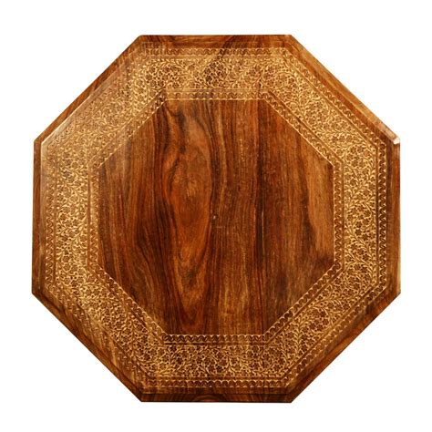 Octagonal Table: Hand-carved Table with Collapsible Base