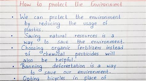 Write A Short Essay On How To Protect The Environment 10 Line Essay