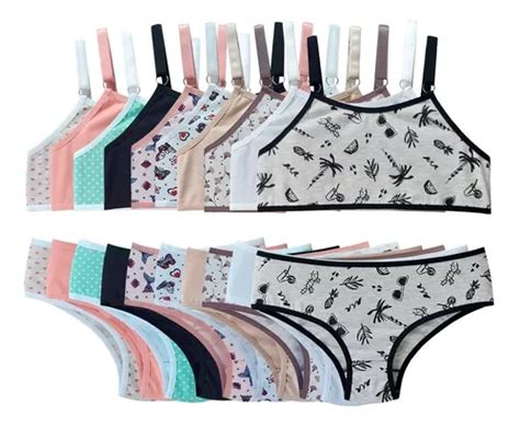 Kit Conjuntos Lingerie Infantil Calcinha E Top Algod O