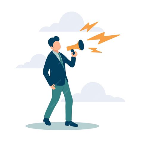 Premium Vector | Businessman using megaphone speak out loud to be heard