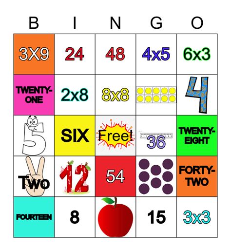 Multiplication Facts Bingo Card