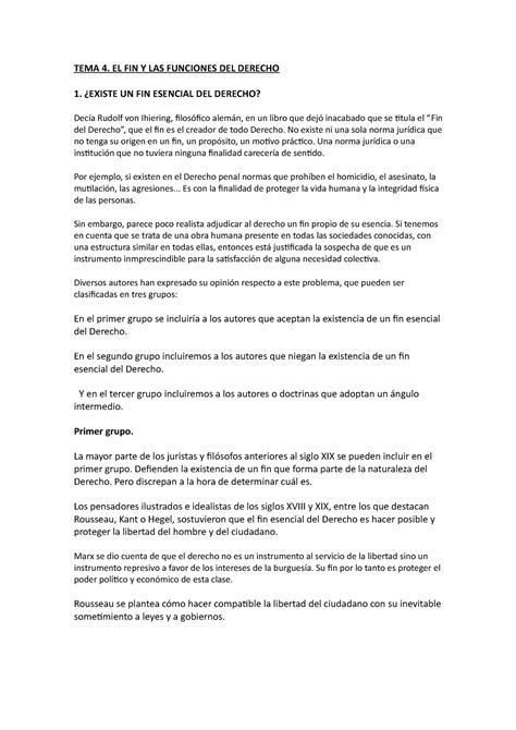 TEMA 4 Tema 4 TEMA 4 EL FIN Y LAS FUNCIONES DEL DERECHO 1 EXISTE