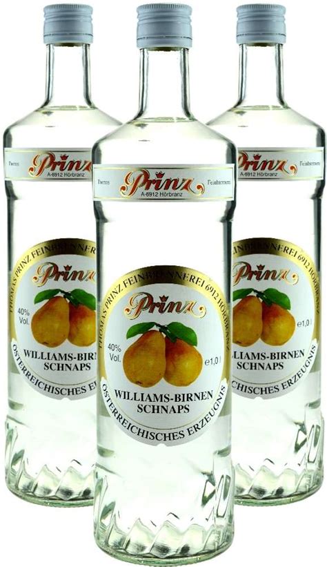 3 Bottles Of Prinz Williams Birnen Schnaps 1 0l Williams Pear Fruit