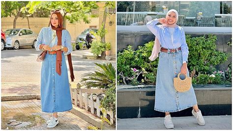 Hijabis Style Your Trendy Button Down Denim Skirt In These Awesome