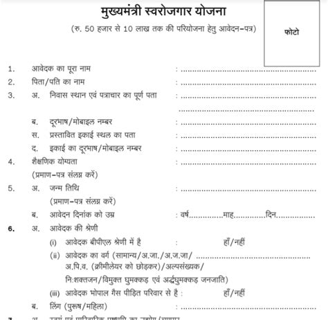 मुख्यमंत्री स्वरोजगार योजना 2025 MP ऑनलाइन आवेदन फॉर्म, पात्रता, दस्तावेज़