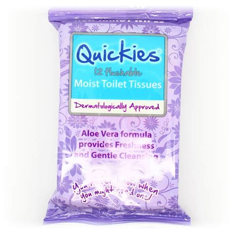 Quickies Flushable Moist Toilet Tissue Travel Wipes 12s Go Tiny