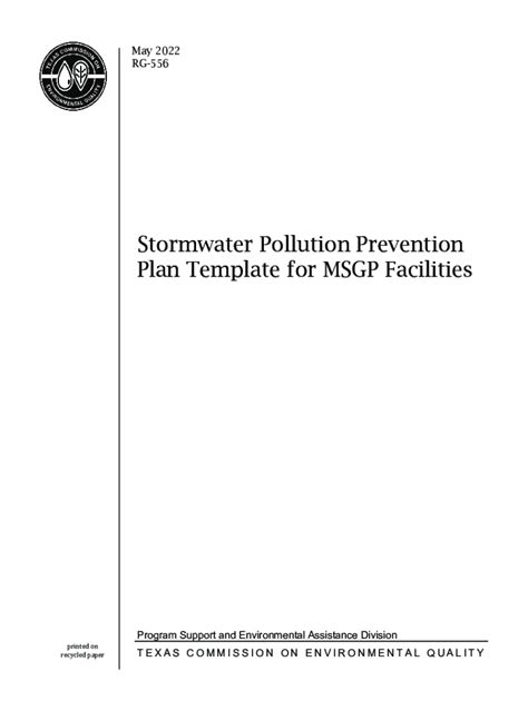 Fillable Online Stormwater Pollution Prevention Plan Template For The