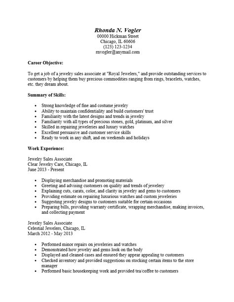 Jewelry Sales Associate Resume Template Resume Templates