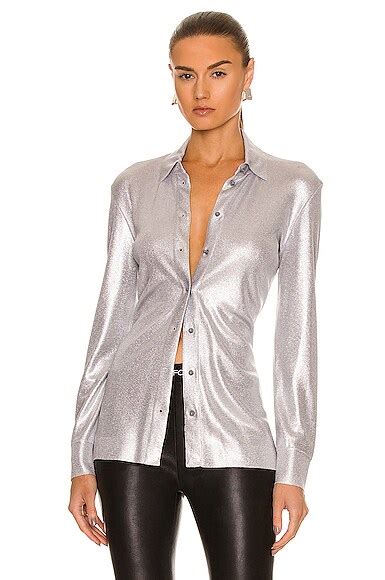 Tom Ford Glossy Shirt In Pewter Silver Fwrd